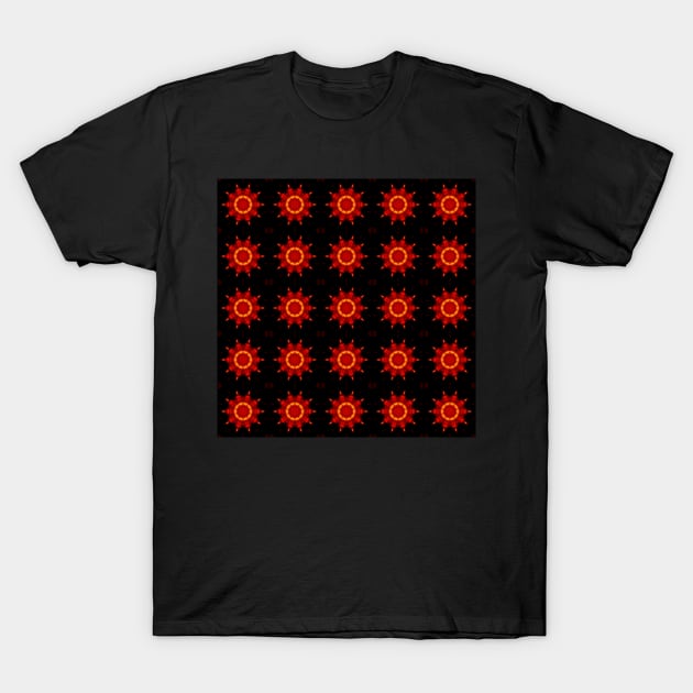 Ominous Red Kaleidoscope pattern (Seamless) 37 T-Shirt by Swabcraft